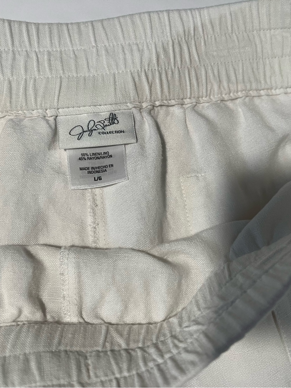 Relaxed Drawstring Linen-Raton Capris - White - Picture 3 of 5